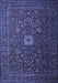 Machine Washable Persian Blue Traditional Rug, wshtr1903blu