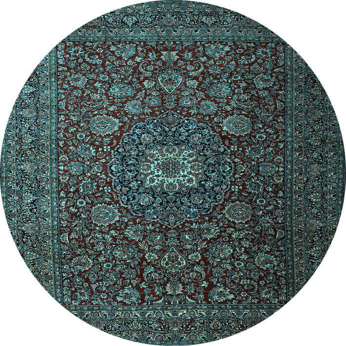 Round Machine Washable Persian Light Blue Traditional Rug, wshtr1903lblu