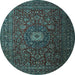 Round Machine Washable Persian Light Blue Traditional Rug, wshtr1903lblu