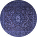 Round Machine Washable Persian Blue Traditional Rug, wshtr1903blu