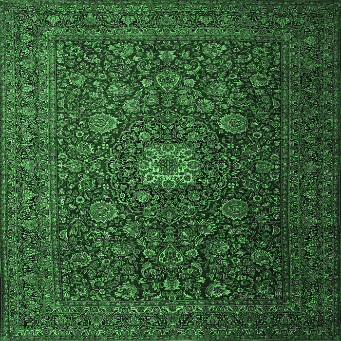 Square Persian Emerald Green Traditional Rug, tr1903emgrn
