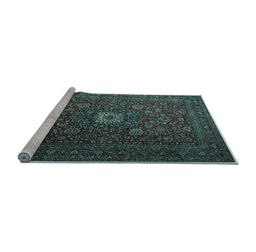 Sideview of Machine Washable Persian Light Blue Traditional Rug, wshtr1903lblu