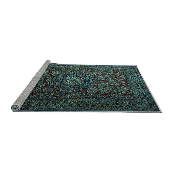 Sideview of Machine Washable Persian Light Blue Traditional Rug, wshtr1903lblu