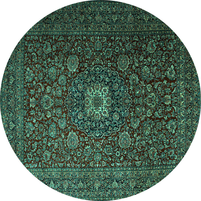 Round Persian Turquoise Traditional Rug, tr1903turq