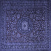 Square Machine Washable Persian Blue Traditional Rug, wshtr1903blu