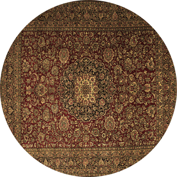 Round Persian Brown Traditional Rug, tr1903brn