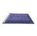 Sideview of Machine Washable Persian Blue Traditional Rug, wshtr1904blu