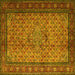 Square Machine Washable Persian Yellow Traditional Rug, wshtr1904yw