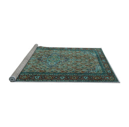 Sideview of Machine Washable Persian Light Blue Traditional Rug, wshtr1904lblu