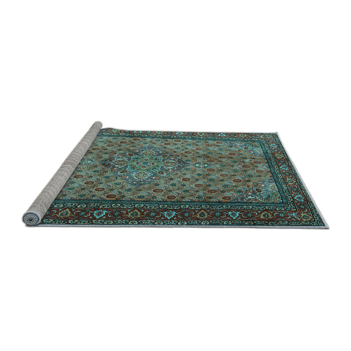 Sideview of Machine Washable Persian Light Blue Traditional Rug, wshtr1904lblu