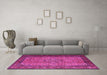 Machine Washable Persian Pink Traditional Rug in a Living Room, wshtr1904pnk