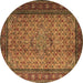 Round Persian Brown Traditional Rug, tr1904brn