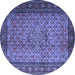 Round Machine Washable Persian Blue Traditional Rug, wshtr1904blu