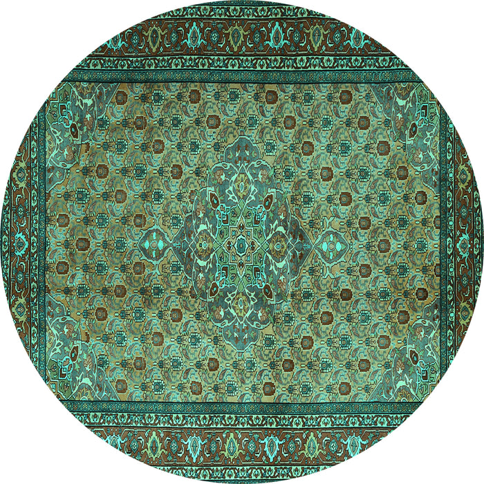 Round Persian Turquoise Traditional Rug, tr1904turq
