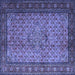 Square Machine Washable Persian Blue Traditional Rug, wshtr1904blu