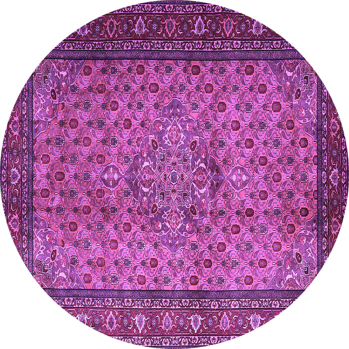Round Machine Washable Persian Purple Traditional Area Rugs, wshtr1904pur