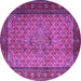 Round Machine Washable Persian Purple Traditional Area Rugs, wshtr1904pur