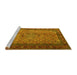 Sideview of Machine Washable Persian Yellow Traditional Rug, wshtr1904yw