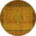 Round Machine Washable Persian Yellow Traditional Rug, wshtr1904yw