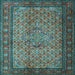 Square Machine Washable Persian Light Blue Traditional Rug, wshtr1904lblu