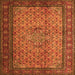 Round Machine Washable Persian Orange Traditional Area Rugs, wshtr1904org