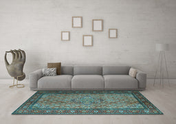 Machine Washable Persian Light Blue Traditional Rug in a Living Room, wshtr1904lblu