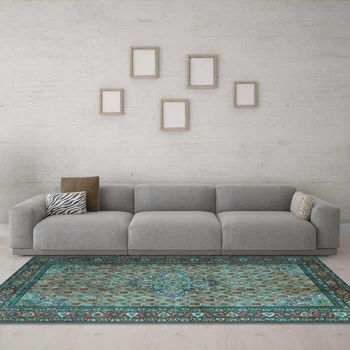 Machine Washable Persian Light Blue Traditional Rug in a Living Room, wshtr1904lblu