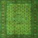 Round Machine Washable Persian Green Traditional Area Rugs, wshtr1904grn