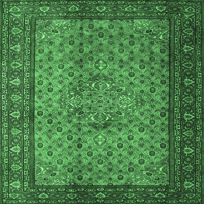 Square Machine Washable Persian Emerald Green Traditional Area Rugs, wshtr1904emgrn