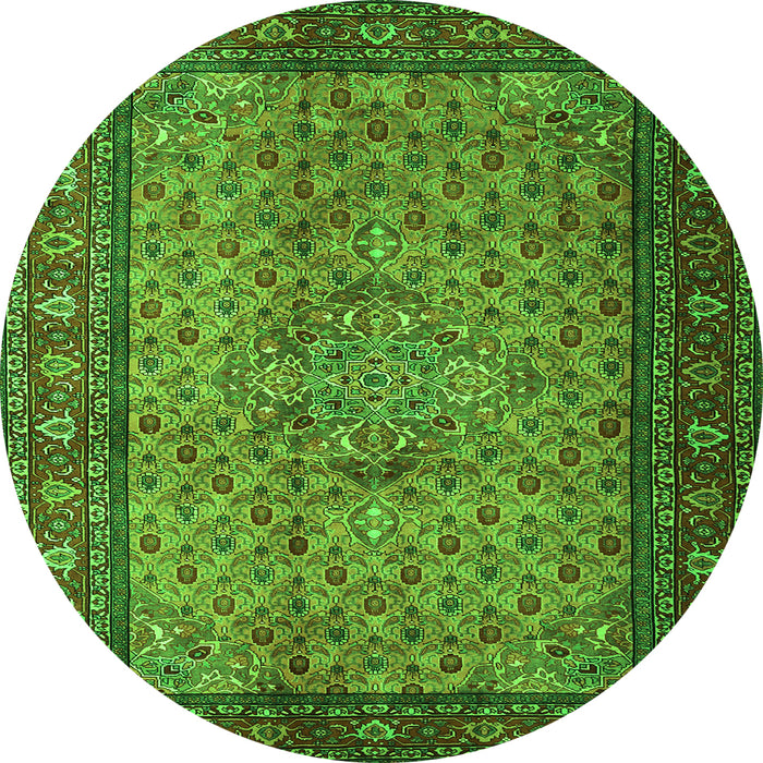 Square Persian Green Traditional Rug, tr1904grn