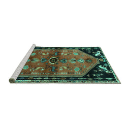 Sideview of Machine Washable Animal Turquoise Traditional Area Rugs, wshtr1905turq