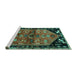 Sideview of Machine Washable Animal Turquoise Traditional Area Rugs, wshtr1905turq