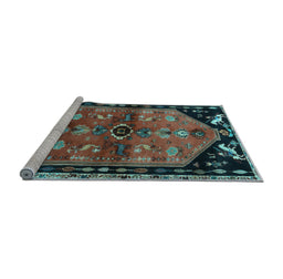 Sideview of Machine Washable Animal Light Blue Traditional Rug, wshtr1905lblu