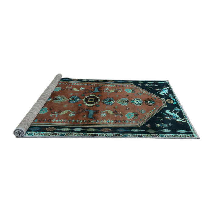 Sideview of Machine Washable Animal Light Blue Traditional Rug, wshtr1905lblu