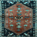 Square Machine Washable Animal Light Blue Traditional Rug, wshtr1905lblu