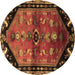 Round Animal Brown Traditional Rug, tr1905brn