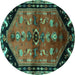 Round Animal Turquoise Traditional Rug, tr1905turq