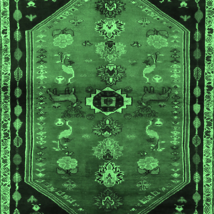 Machine Washable Animal Emerald Green Traditional Area Rugs, wshtr1905emgrn