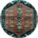 Round Machine Washable Animal Light Blue Traditional Rug, wshtr1905lblu