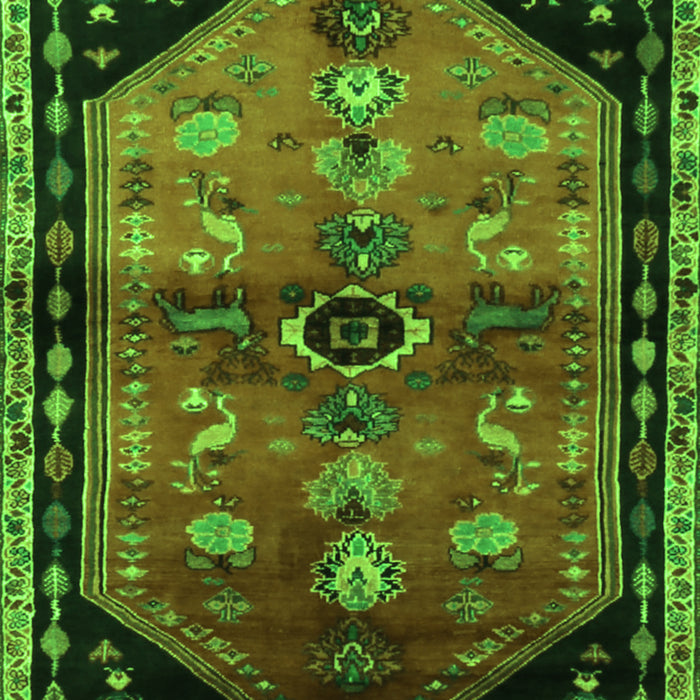 Animal Green Traditional Rug, tr1905grn