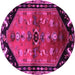 Round Machine Washable Animal Pink Traditional Rug, wshtr1905pnk