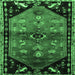 Square Animal Emerald Green Traditional Rug, tr1905emgrn