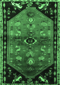 Animal Emerald Green Traditional Rug, tr1905emgrn