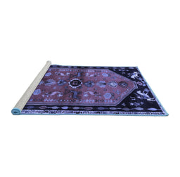 Sideview of Machine Washable Animal Blue Traditional Rug, wshtr1905blu