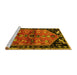 Sideview of Machine Washable Animal Yellow Traditional Rug, wshtr1905yw