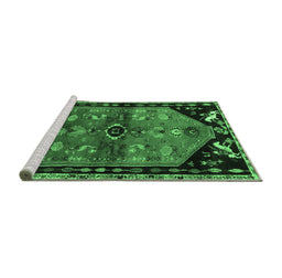 Sideview of Machine Washable Animal Emerald Green Traditional Area Rugs, wshtr1905emgrn