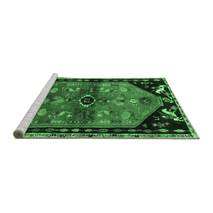 Sideview of Machine Washable Animal Emerald Green Traditional Area Rugs, wshtr1905emgrn