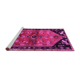 Sideview of Machine Washable Animal Pink Traditional Rug, wshtr1905pnk