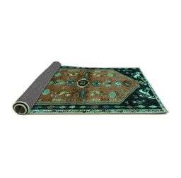 Sideview of Animal Turquoise Traditional Rug, tr1905turq