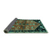 Sideview of Animal Turquoise Traditional Rug, tr1905turq